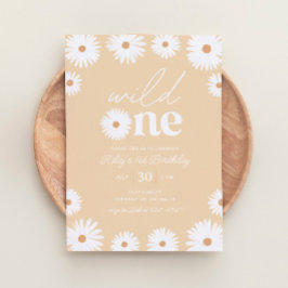 Gult Boho Daisy Vild 1:a födelsedag Party Inbjudningar