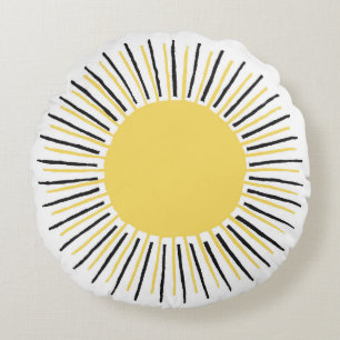 Gult boho sol rund kudde