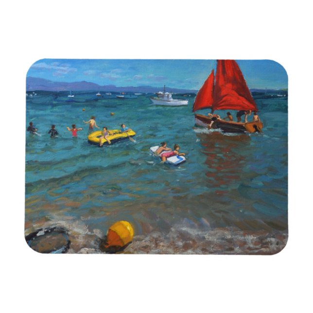 Gult boj och rödsegel Abersoch 2012 Magnet (Horisontell)