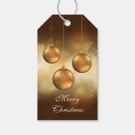 Gult Bokeh: Golden Gult Jul Baubles Presentetikett