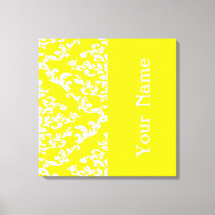 Gult Bold Damask med namn @ Emporiomoffa Canvastryck