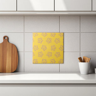 Gult Bold Y2K Wildblomma Vibrant Vår Decor Kakelplatta