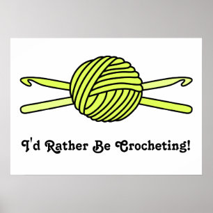 Gult Boll i Garn & Crochet Krok Poster
