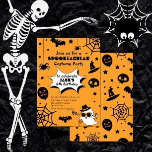 Gult BOO Spooktacular Halloween-Födelsedagsfest Inbjudningar