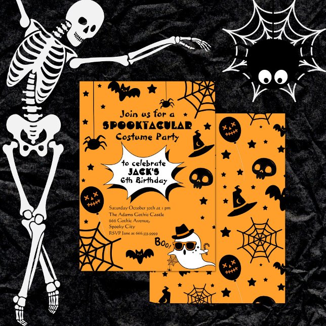 Gult BOO Spooktacular Halloween-Födelsedagsfest Inbjudningar (Skapare uppladdad)