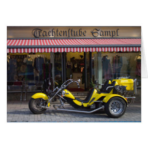 Gult Boom Trike Hälsningskort