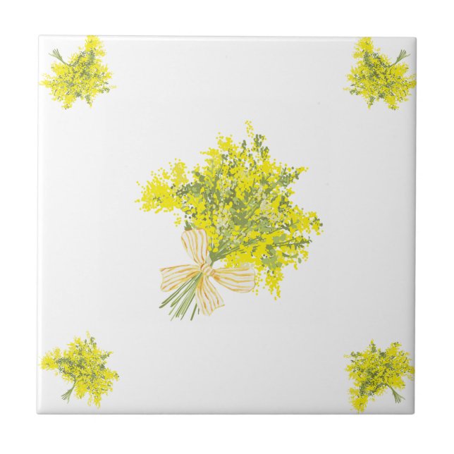 Gult Bouquet-dekorativ panel Kakelplatta (Framsidan)