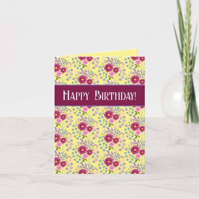 Gult Bouquet-födelsedagskort Kort (Framsida)