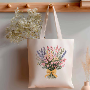 Gult Bow Modern WildblomBouquet Bröllop Tygkasse