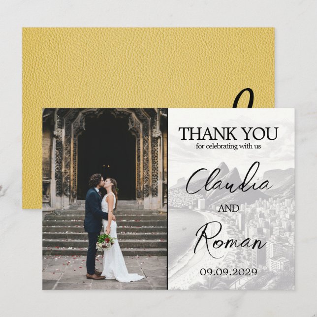 Gult Brasilien Passport Tack Kort (Fram/baksida)