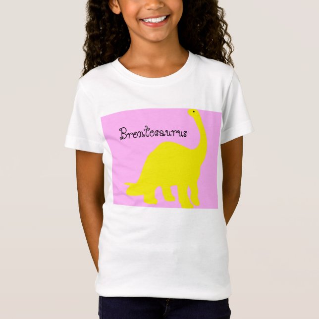 Gult Brontosaurus T-Shirt för barn (Framsida)