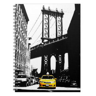 Gult Brooklyn Bridge New York City Pop Art Anteckningsbok