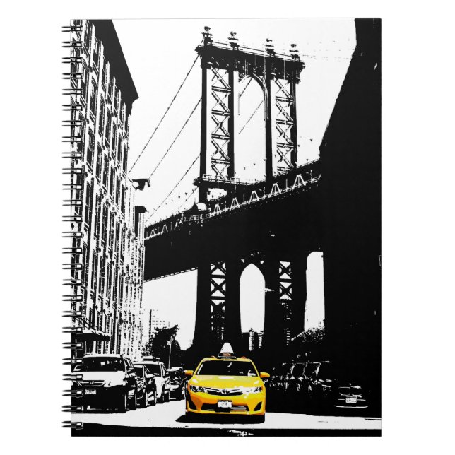 Gult Brooklyn Bridge New York City Pop Art Anteckningsbok (Framsidan)