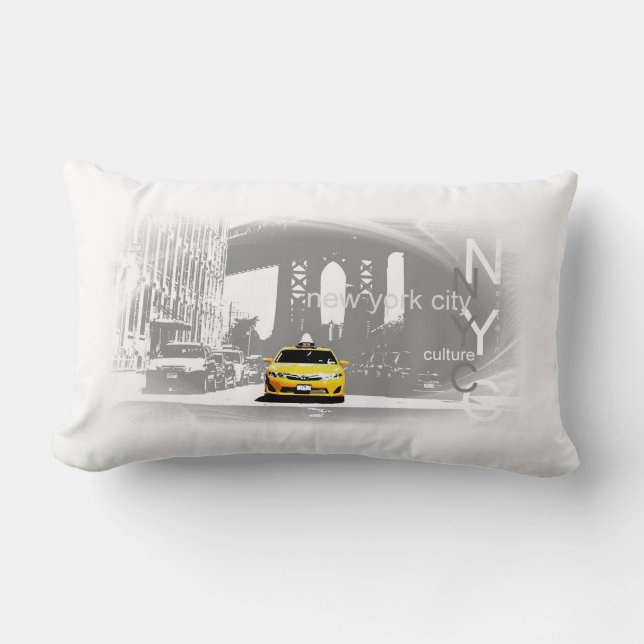 Gult Brooklyn Bridge Pop Art Bild Lumbarkudde (Framsida)