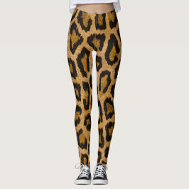 Gult Brown Black Leopard Animal Print Leggings