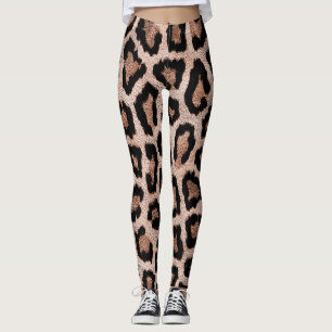 Gult Brown Black Leopard Animal Print Leggings