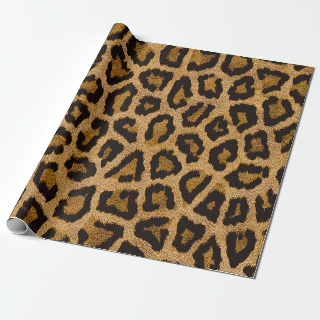 Gult Brown Black Leopard Animal Print Presentpapper (Utrullad)