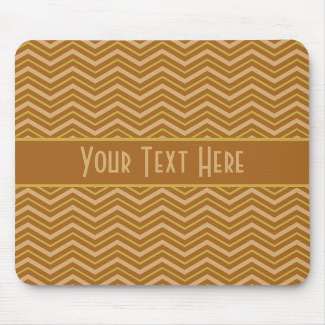 Gult & Brown Chevron Mönster mousepad Musmatta (Framsidan)