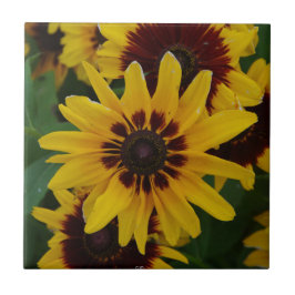 Gult Brown Flowers-panel Kakelplatta