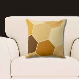 Gult Brown Hexagon Mönster Kudde