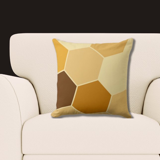 Gult Brown Hexagon Mönster Kudde (Yellow Brown Hexagon Pattern Throw Pillow)