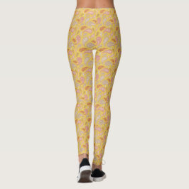 Gult-Brown Paisley Mönster Leggings
