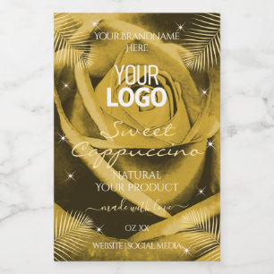 Gult Brown Ro Handflatan Löv Product Labels Logoty Mat Etikett