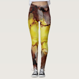 Gult & brun Abstrakt Leggings