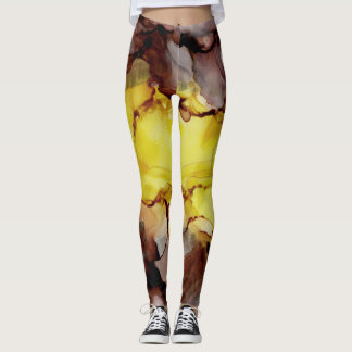 Gult & brun Abstrakt Leggings
