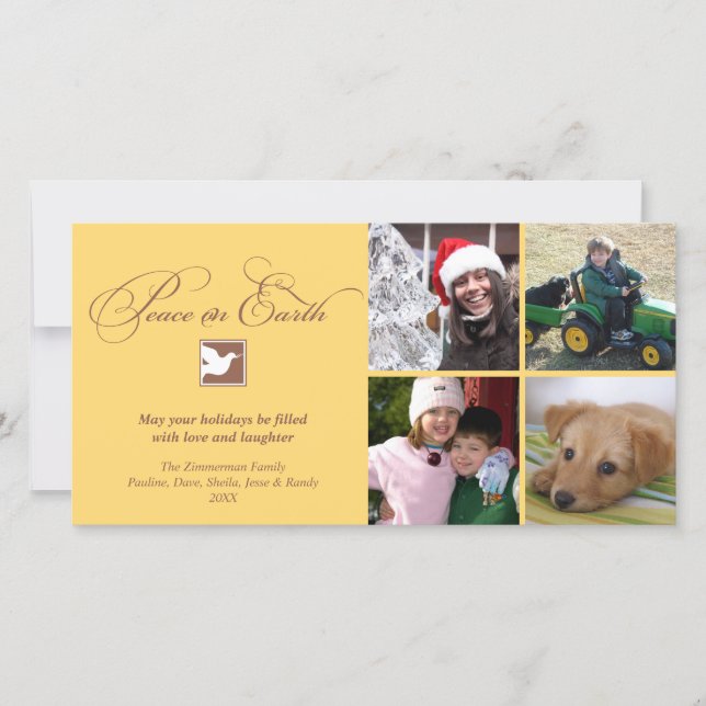 Gult brun duvfred på jorden Julhälsningar Julkort (Framsida)