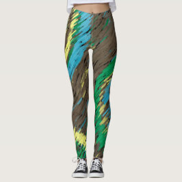 gult brun grönt cirklar abstrakt modern konst leggings