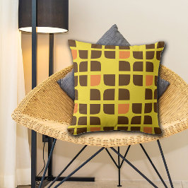 Gult Brun Orange Geometric Squares Dekorativ kudde