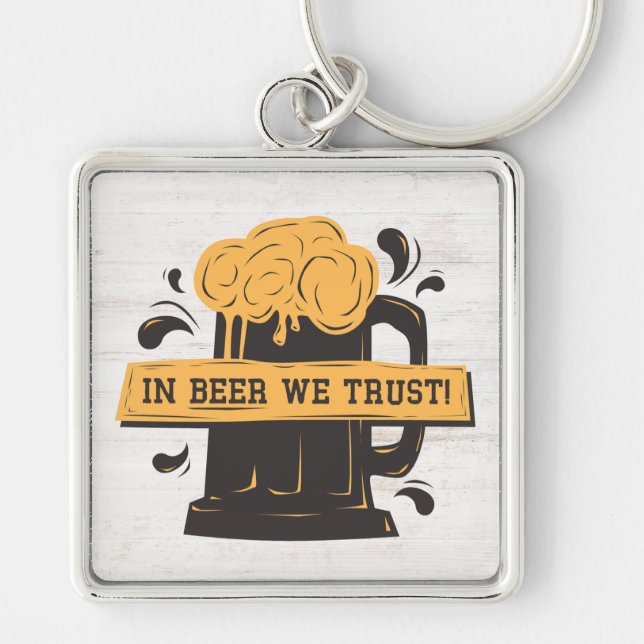 Gult brun retro fyrkantig silverfärgad nyckelring (Framsidan)