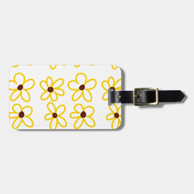 Gult brun solros mönster blommigt modern boho bagagebricka (Horisontell Framsida)