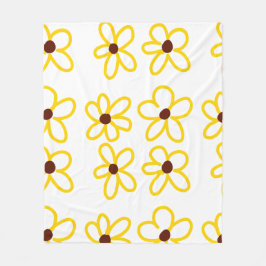 Gult brun solros mönster blommigt modern boho fleecefilt