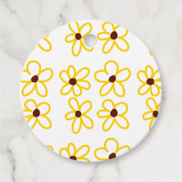 Gult brun solros mönster blommigt modern boho gåvor etiketter