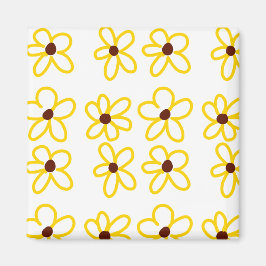 Gult brun solros mönster blommigt modern boho magnet