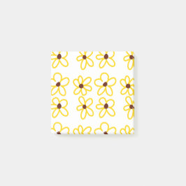 Gult brun solros mönster blommigt modern boho post-it block