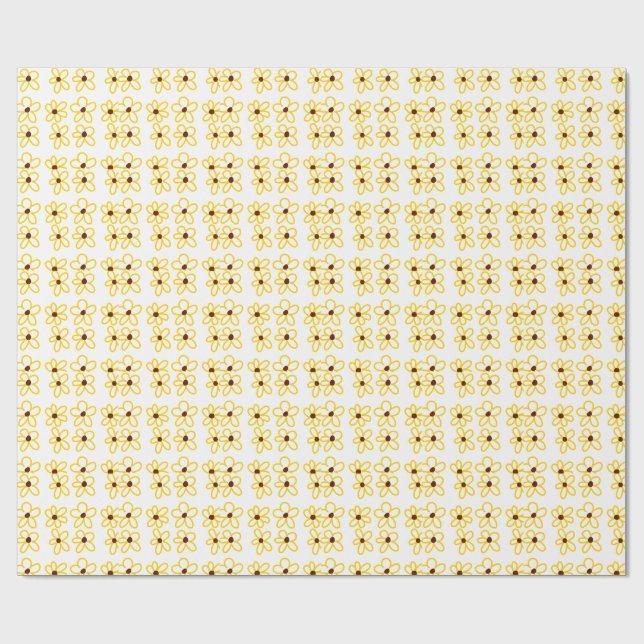 Gult brun solros mönster blommigt modern boho presentpapper (Platt)