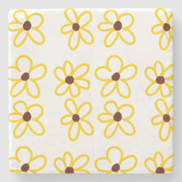 Gult brun solros mönster blommigt modern boho stenunderlägg