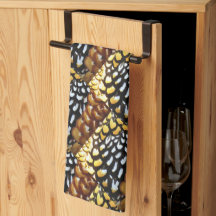 Gult, brun, svart, mönstrad kökshandduk