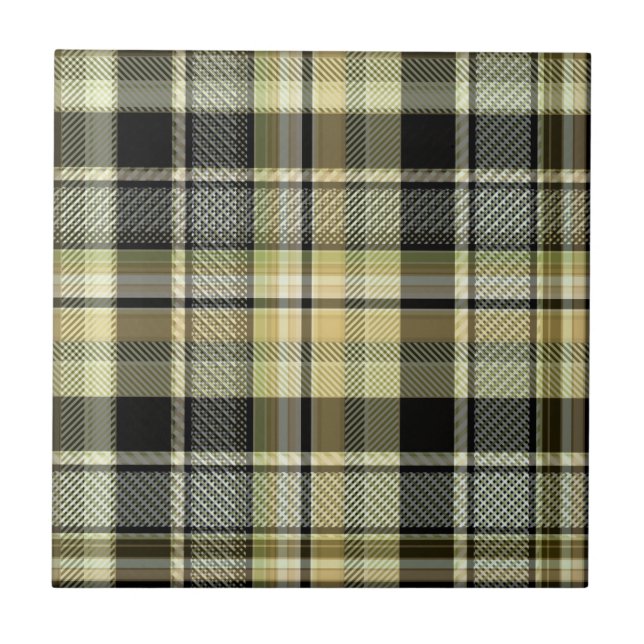 Gult-brun tartan plaid. kakelplatta (Framsidan)