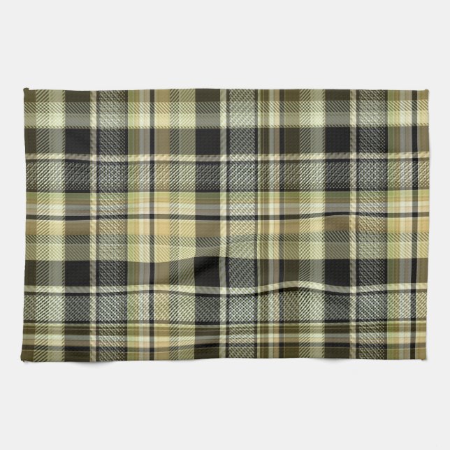 Gult-brun tartan plaid. kökshandduk (Horisontell)