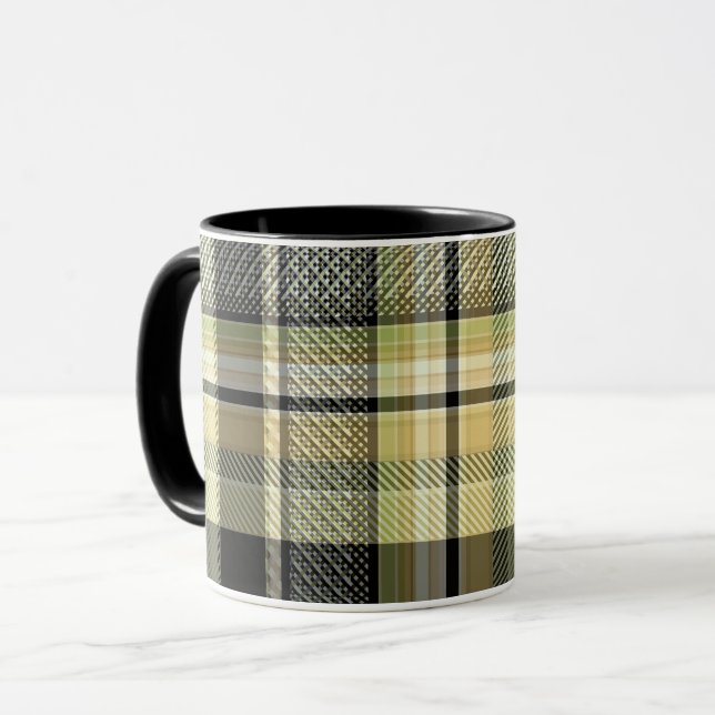 Gult-brun tartan plaid. mugg (Framsida vänster)