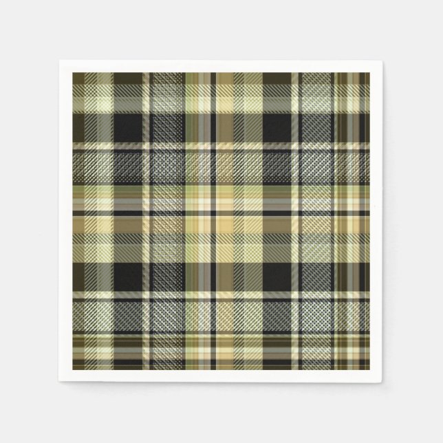 Gult-brun tartan plaid. pappersservett (Framsidan)