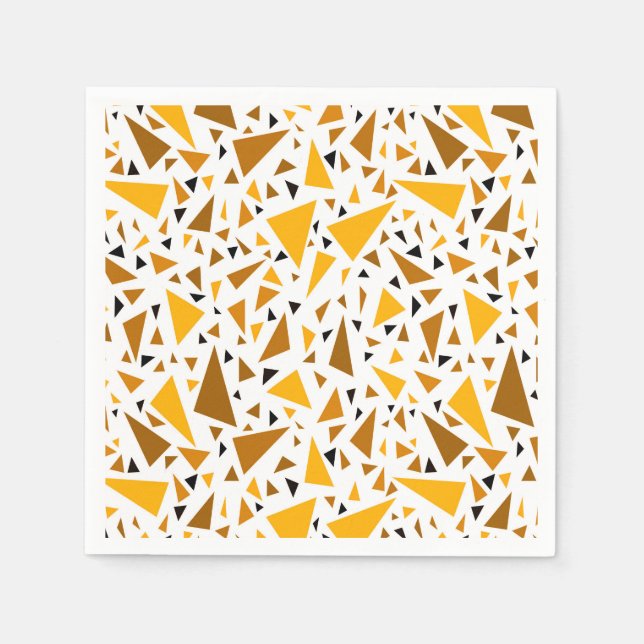 Gult bruna trianglar på vit retrobakgrund pappersservett (Framsidan)