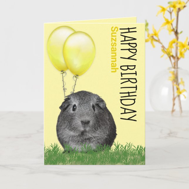 Gult Bubblor för det anpassade namnet Birthday Gui Kort (Gul blomma)