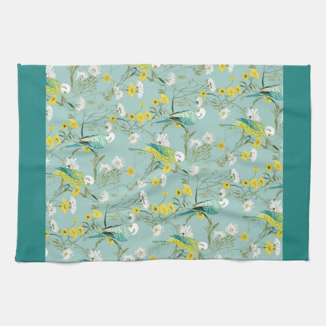 Gult Budgerigar Kitchen Towel Kökshandduk (Horisontell)