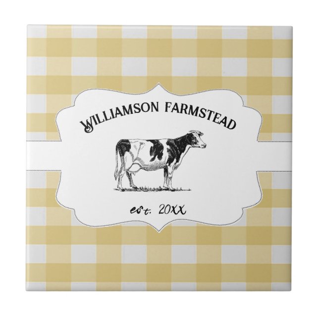 Gult Buffalo Play Farm Cow Decorative Kakelplatta (Framsidan)