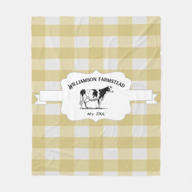 Gult Buffalo Play Farm Cow Fleece Blanket (Framsidan)